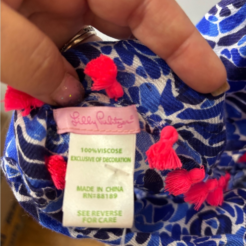 Lilly Pulitzer Infinity Pink & Blue Scarf 100% Viscose #969
